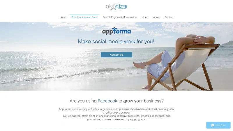 Homepage of Appforma