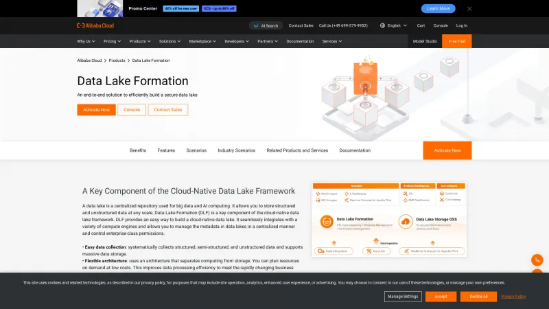 Homepage of Alibaba Cloud Data Lake Formation