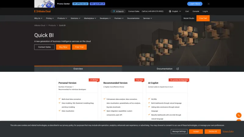 Homepage of Quick BI