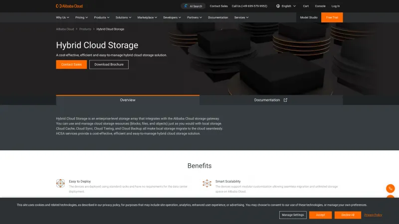 Homepage of Alibaba Hybrid Cloud Storage