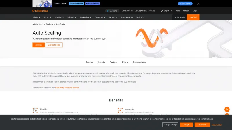 Homepage of Alibaba Auto Scaling