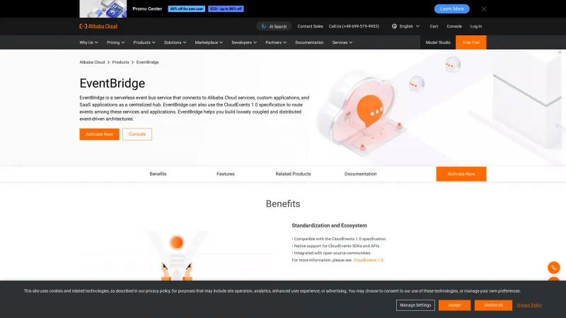 Homepage of Alibaba Cloud EventBridge