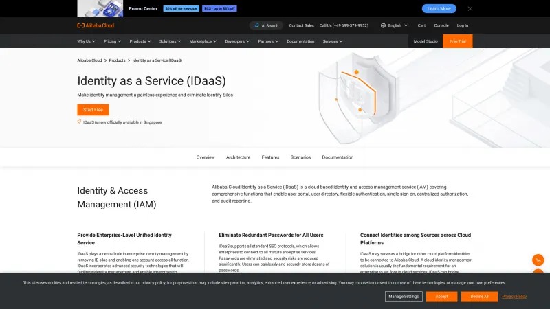 Homepage of Alibaba Cloud IDaaS