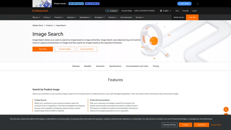 Homepage of Alibaba Image Search