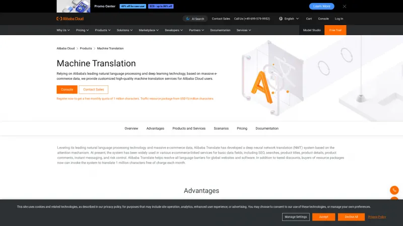 Homepage of Alibaba Translate