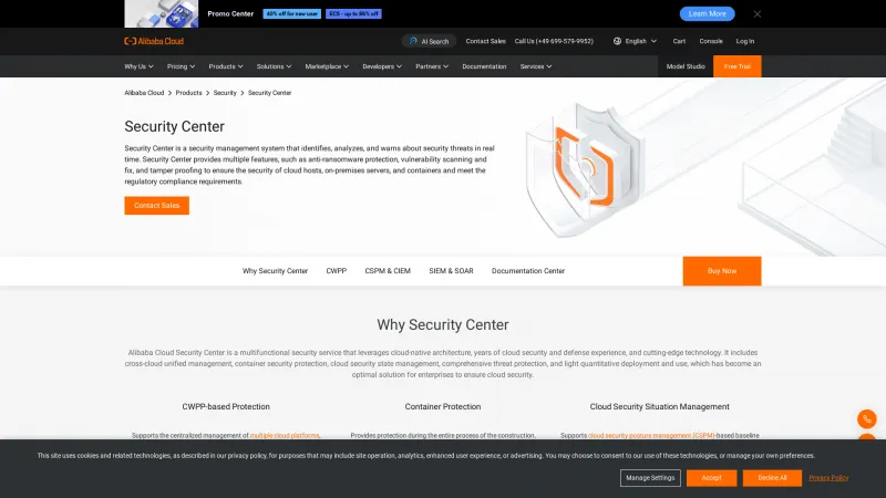 Homepage of Alibaba Cloud Security Center