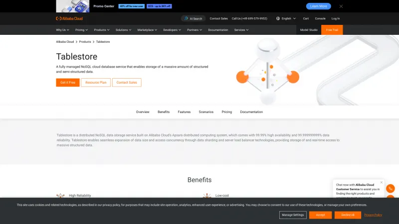 Homepage of Alibaba Cloud Tablestore