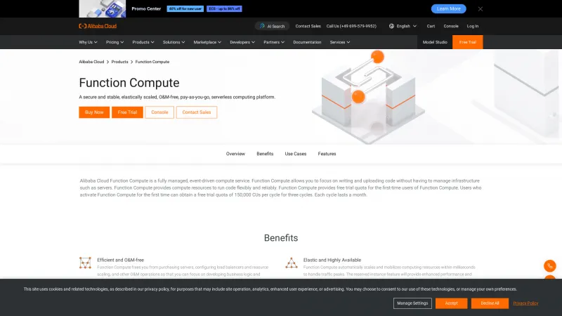 Homepage of Alibaba Function Compute