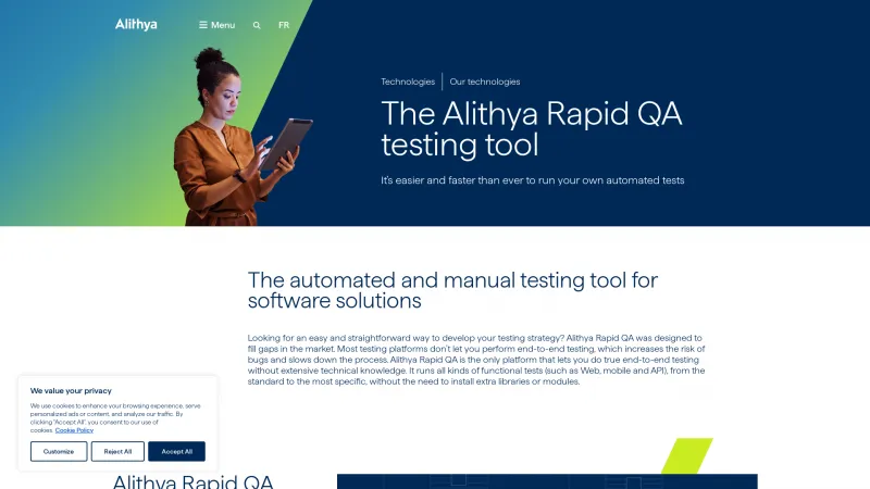 Homepage of Alithya GoTest