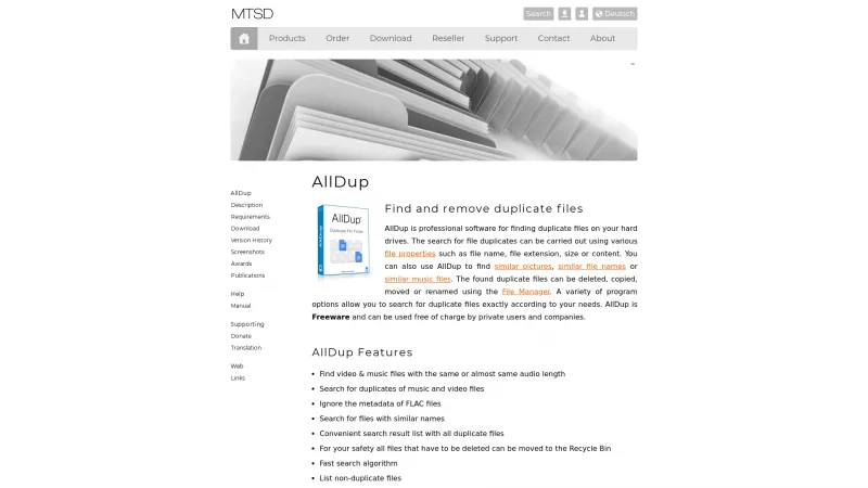 Homepage of AllDup