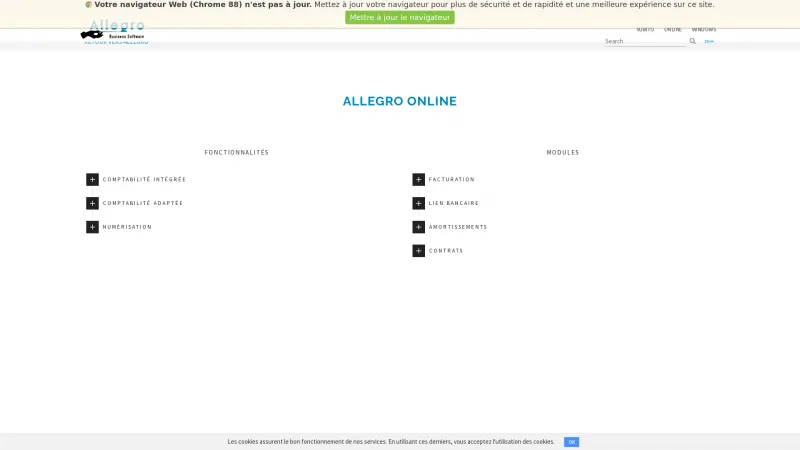 Homepage of Allegro Online