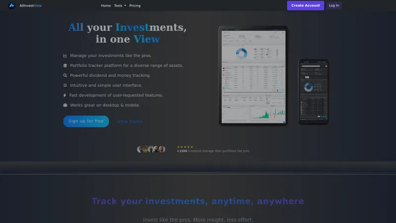 Homepage of AllInvestView