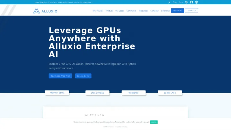 Homepage of Alluxio