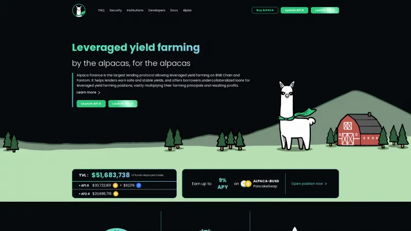 Homepage of Alpaca Finance