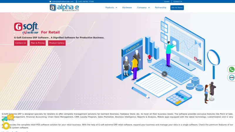 Homepage of G-Soft Extreme ERP