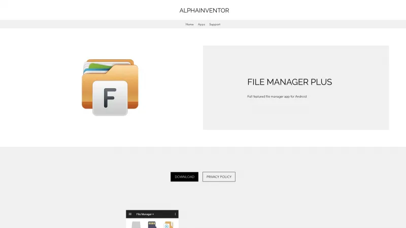 Homepage of File Manager Plus