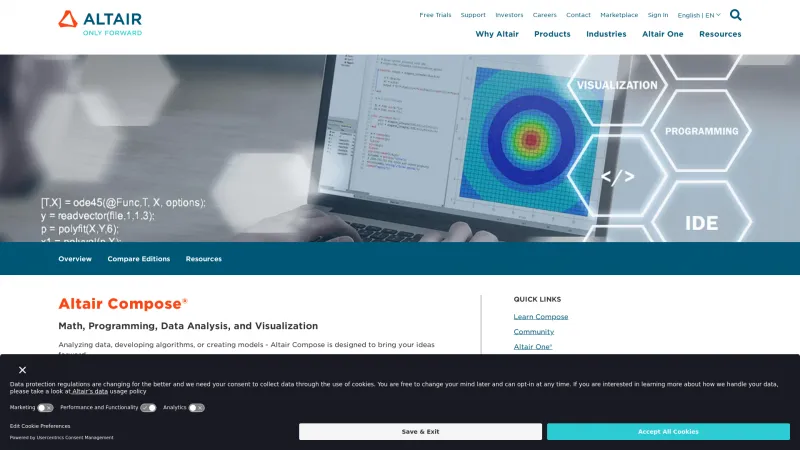 Homepage of Altair Compose