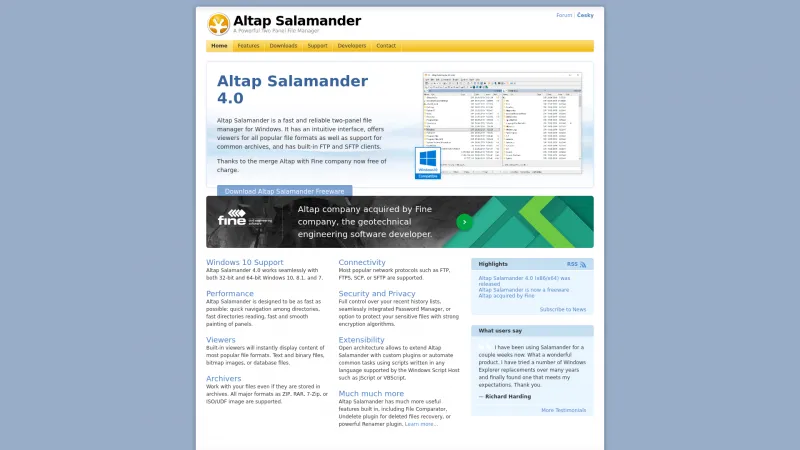 Homepage of Altap Salamander