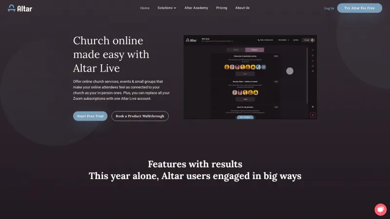 Homepage of Altar Live