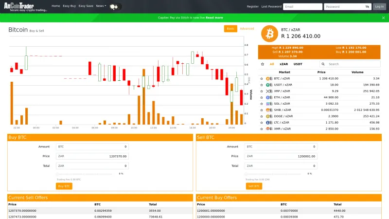 Homepage of AltCoinTrader