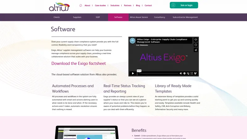 Homepage of Altius Exigo