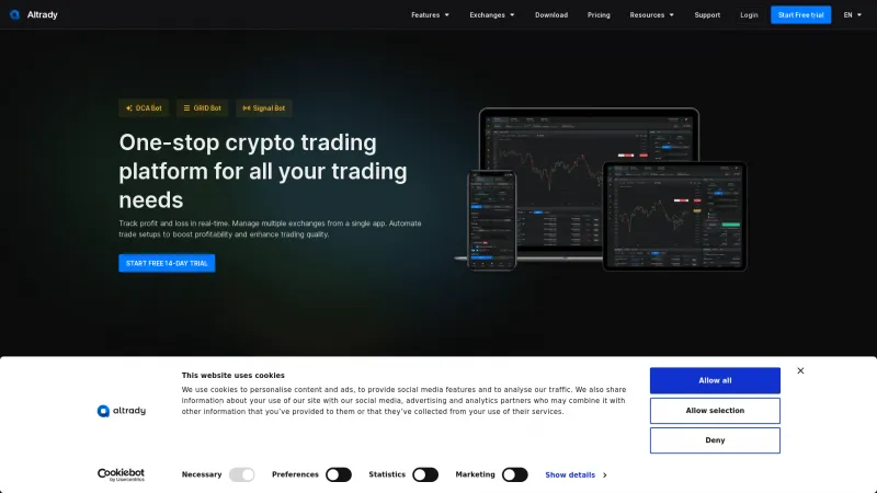 Homepage of Altrady