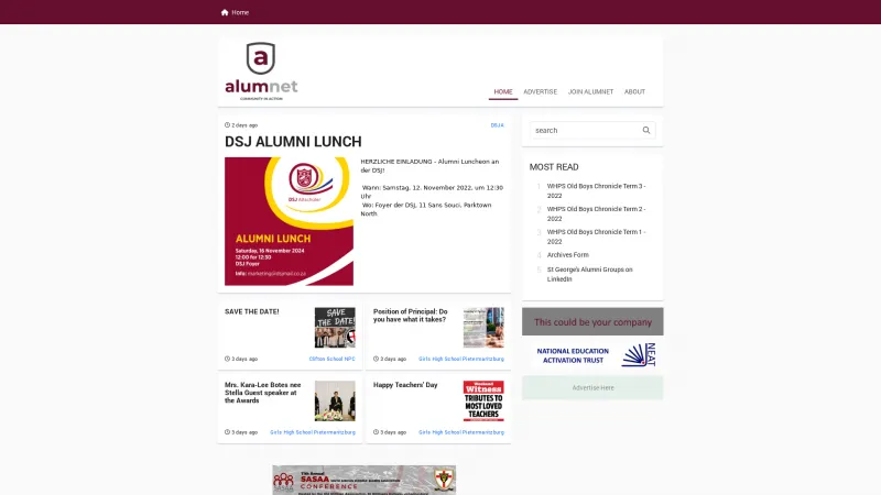 Homepage of AlumNet