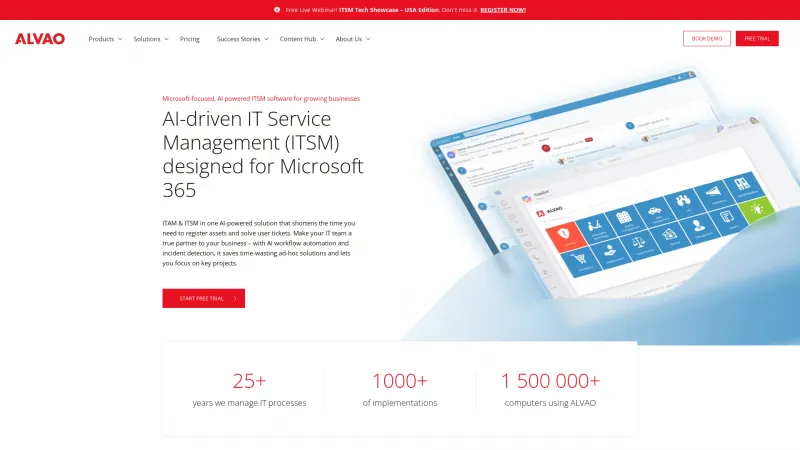 Homepage of ALVAO IT Service Management