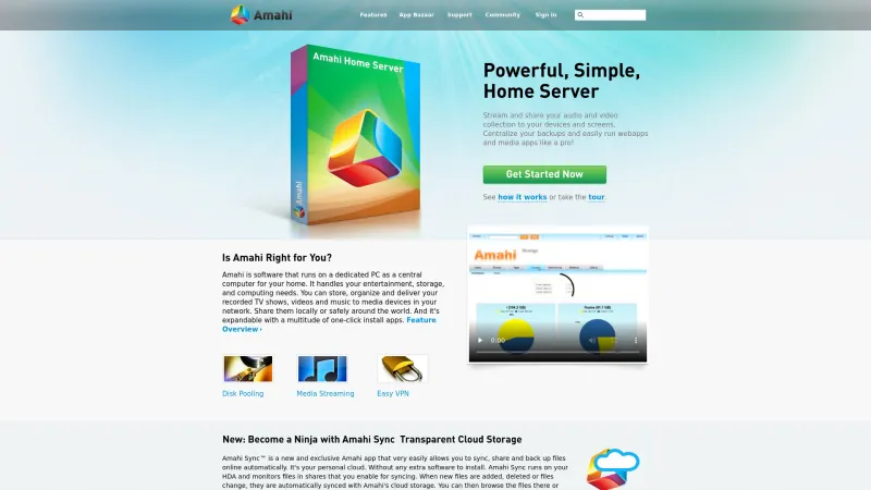 Homepage of Amahi