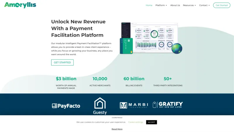 Homepage of Amaryllis Payment Platform