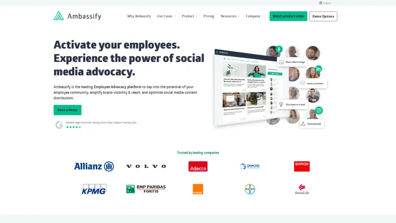 Homepage of Ambassify