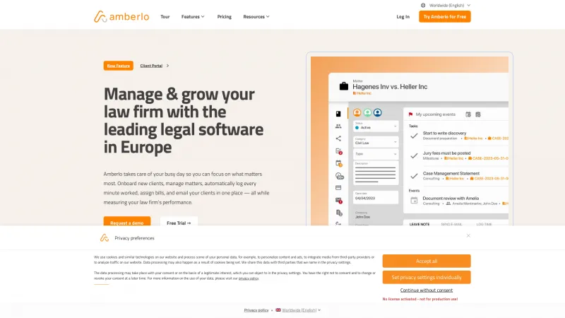 Homepage of Amberlo