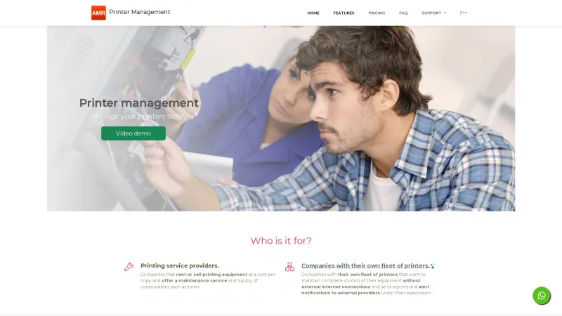 Homepage of AMR Printer Management