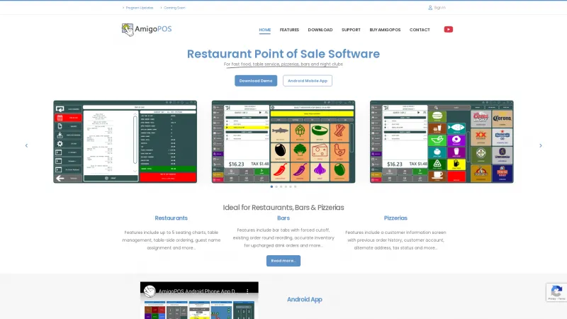 Homepage of Amigo Point Of Sale