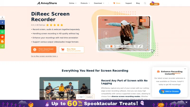 Homepage of DiReec Screen Recorder