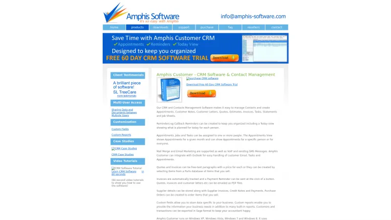 Homepage of Amphis Customer