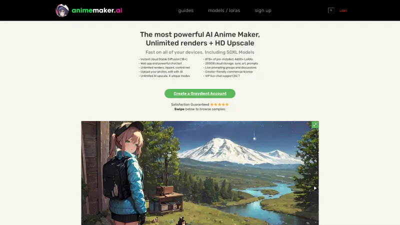 Homepage of AnimeMaker.ai