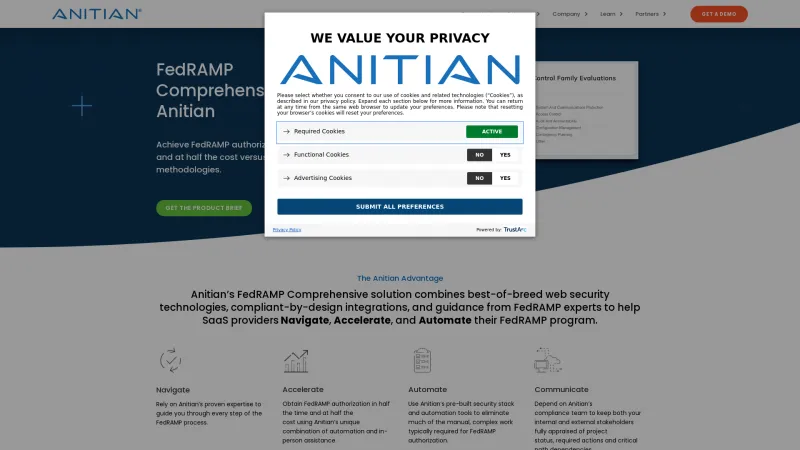 Homepage of Anitian FedRAMP Comprehensive