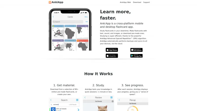 Homepage of AnkiApp