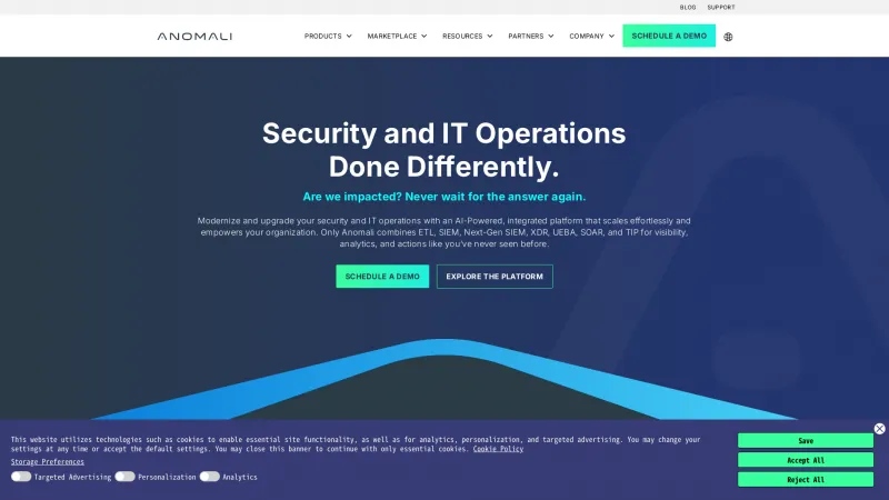 Homepage of Anomali