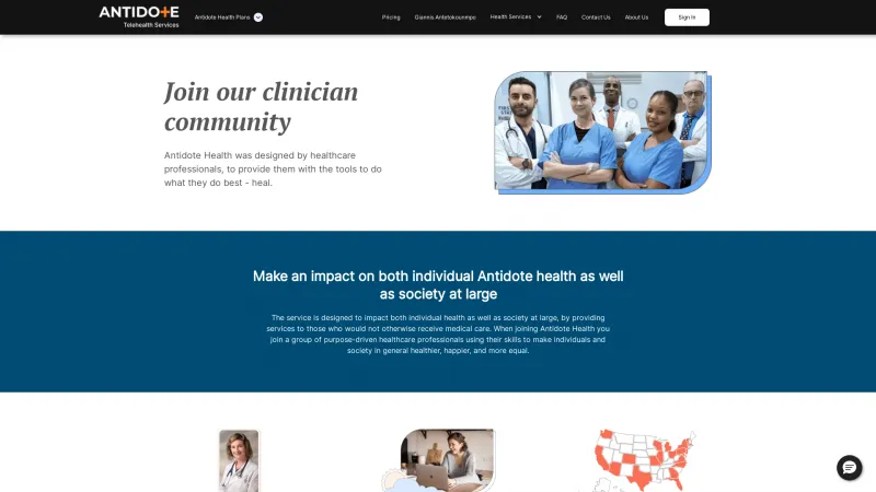 Homepage of Antidote Health