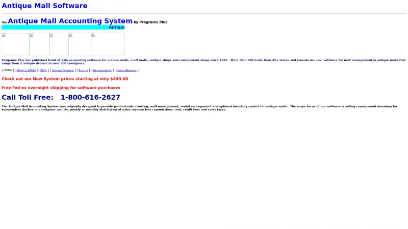 Homepage of Antique Mall Accounting System