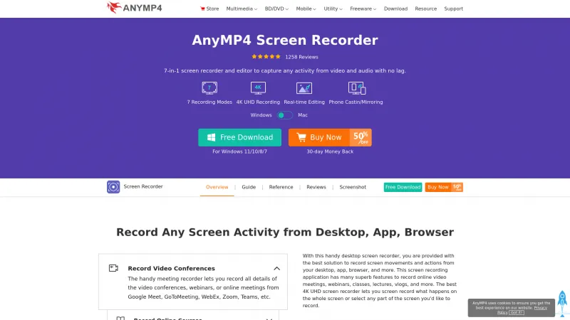 Homepage of AnyMP4 Screen Recorder