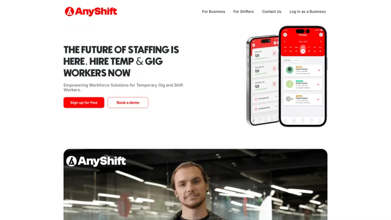 Homepage of AnyShift