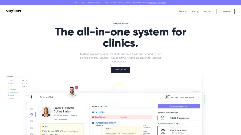 Homepage of Anytime Clinic