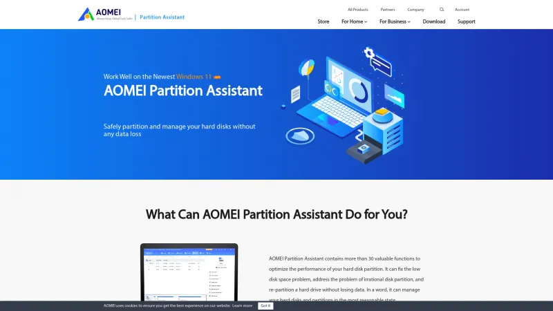 Homepage of AOMEI Partition Assistant