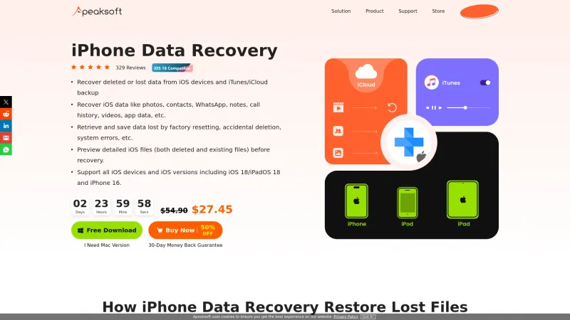 Homepage of Apeaksoft iPhone Data Recovery