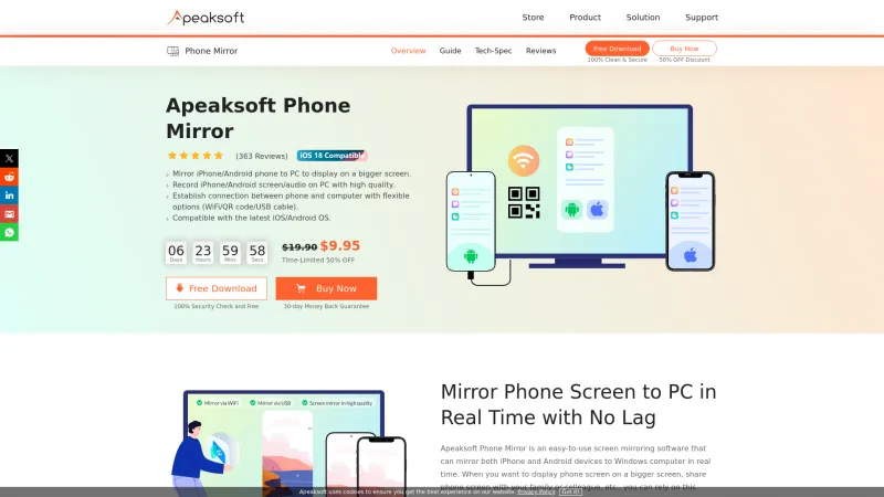 Homepage of Apeaksoft Phone Mirror