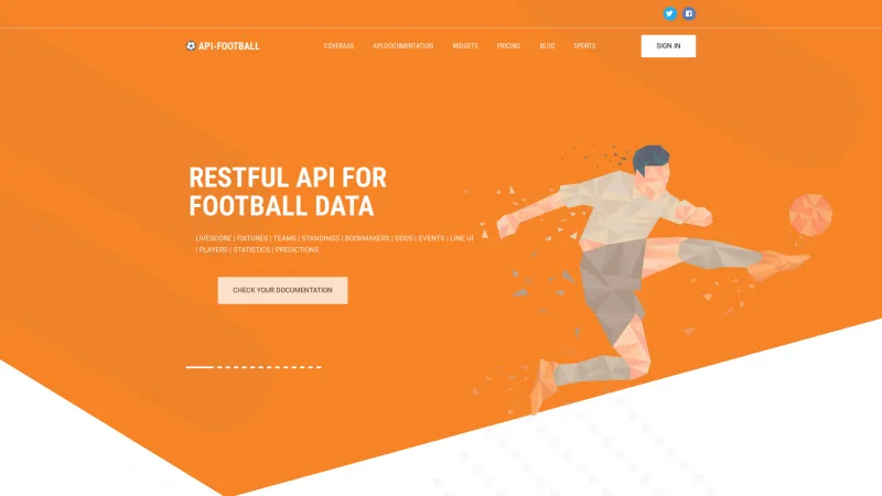 Homepage of API-Football