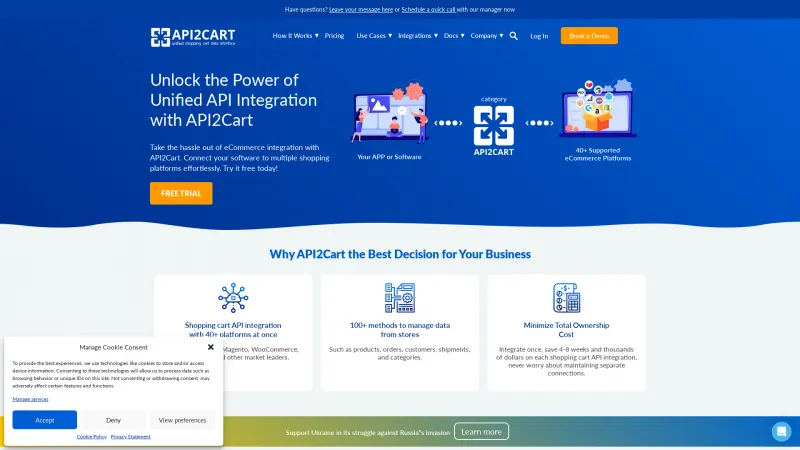 Homepage of API2Cart